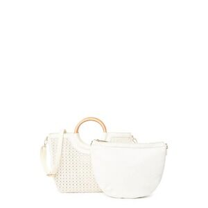 EMPERIA Basketweave Satchel In White